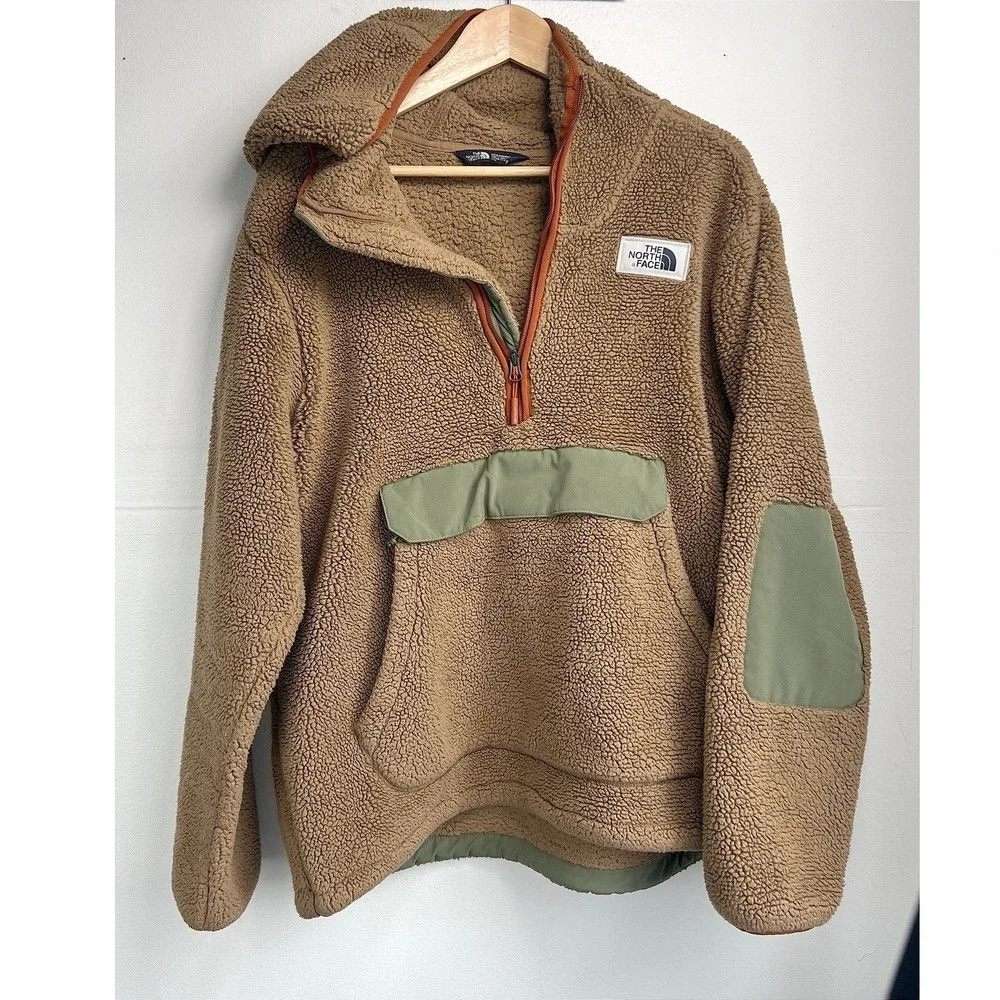 The North Face Campshire Anorak Pullover Brown Sherpa Fleece Gorpcore Size L